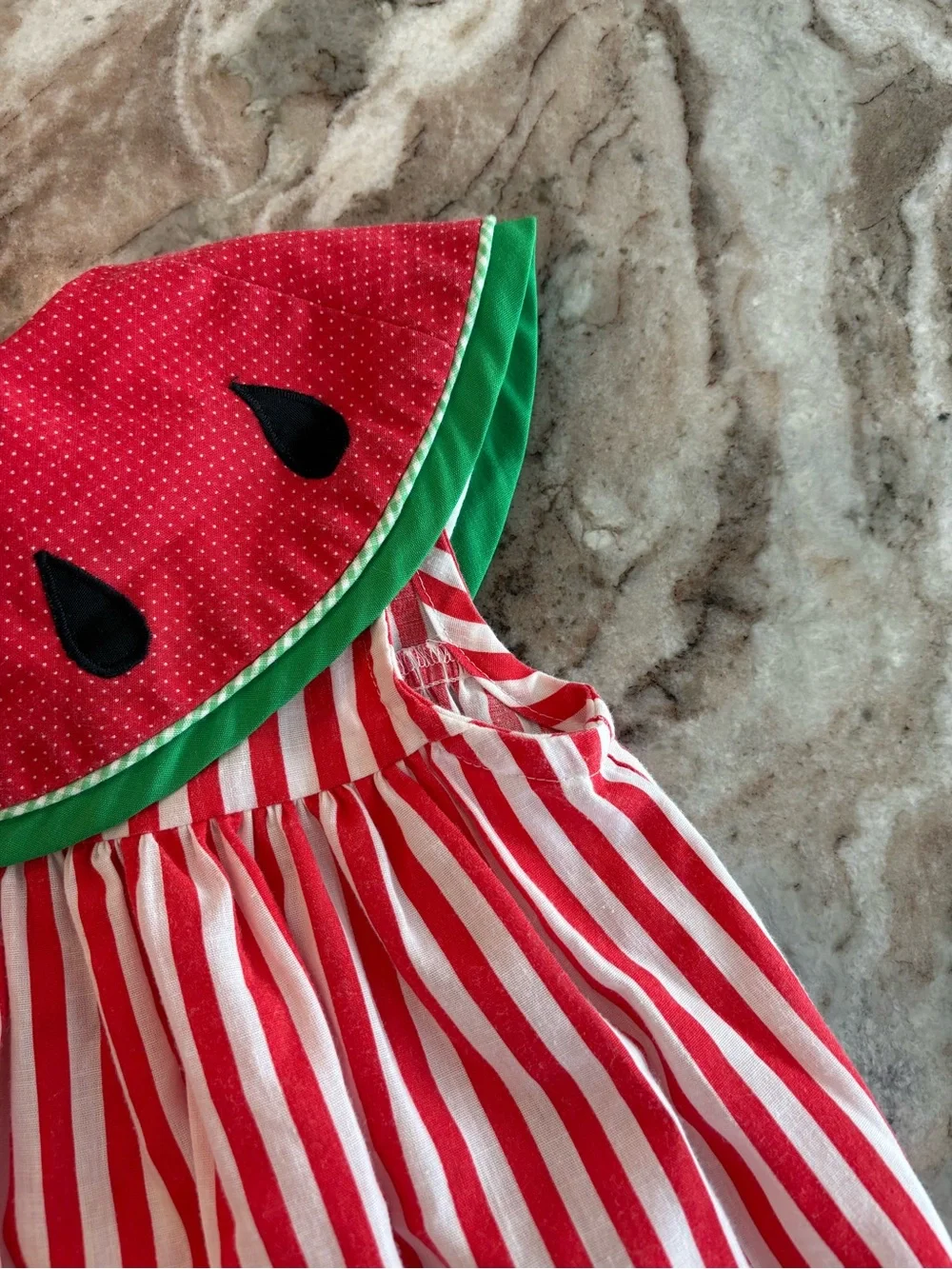 Vintage Girls Red Stripe Watermelon Dress 80'S Summer Made in USA Party Style 4T